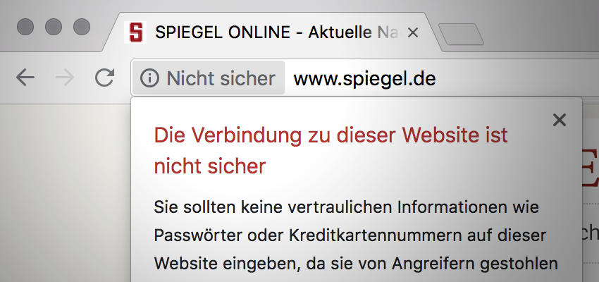 Google Chrome: Die Verbindung zu dieser Website ist nicht sicher - urbanstudio webdesign berlin