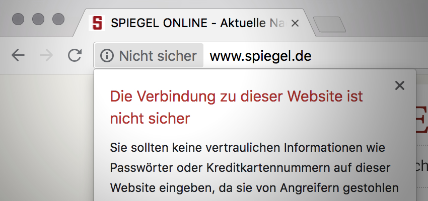 Google Chrome: Die Verbindung zu dieser Website ist nicht sicher